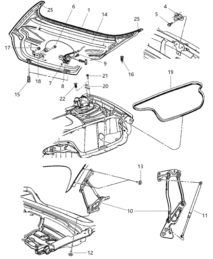 2006 Dodge Viper Seal-Deck Lid Diagram for 5030590AA