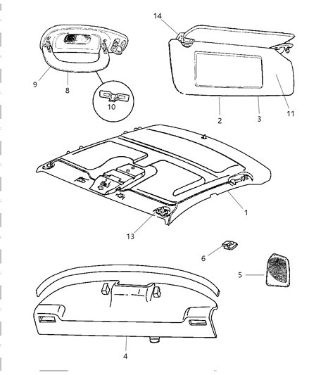 1997 Chrysler Concorde Headliner Diagram for QG79MF1