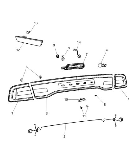 2011 Dodge Charger Lamp-Center High Mounted Stop Diagram for 57010605AE