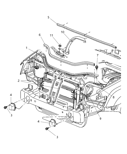 2005 Jeep Grand Cherokee Radiator Upper Support Diagram