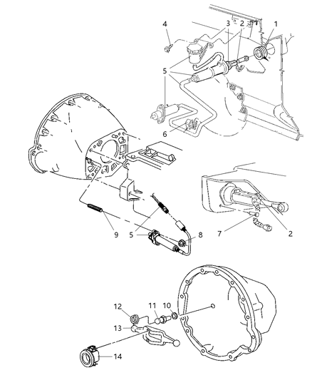 1997 Dodge Ram 3500 MASTERCYL-Clutch Master Cylinder Diagram for 52087600