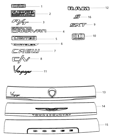 2014 Chrysler Town & Country Emblem-LIFTGATE Diagram for 68140032AA