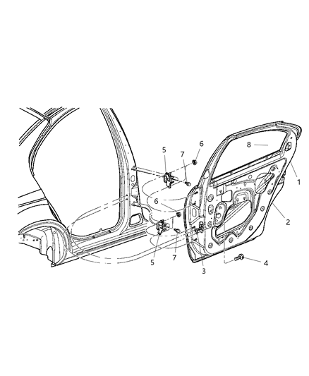 2001 Dodge Neon Rear Door Hinge Diagram for 4783806AC