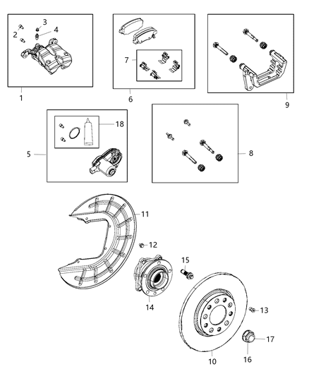 2014 Jeep Cherokee Rear Disc Brake Pad Kit Diagram for 68225301AA