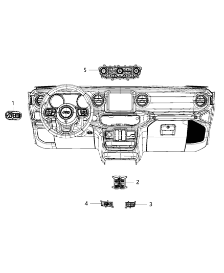 2019 Jeep Wrangler Switches - Instrument Panel Diagram