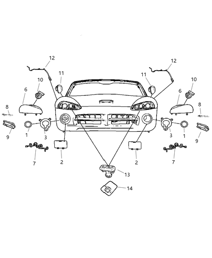 2006 Dodge Viper Lamps & Wiring - Front Diagram