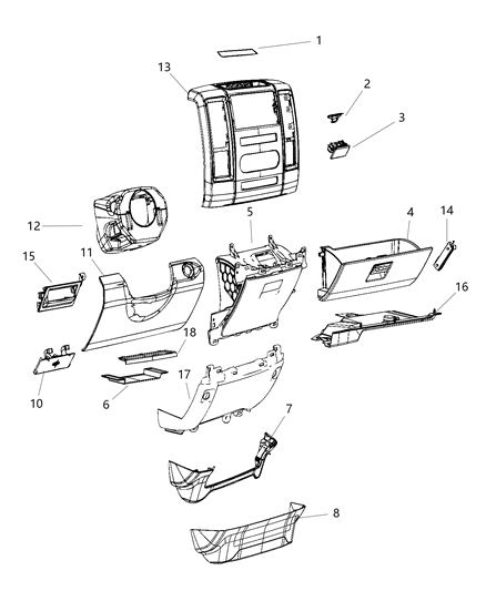 2018 Ram 5500 Instrument Panel Trim Diagram 1