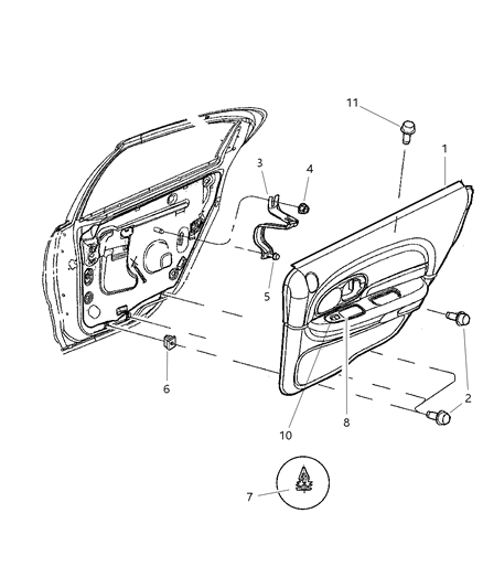 2001 Chrysler LHS Door Panels - Rear Diagram