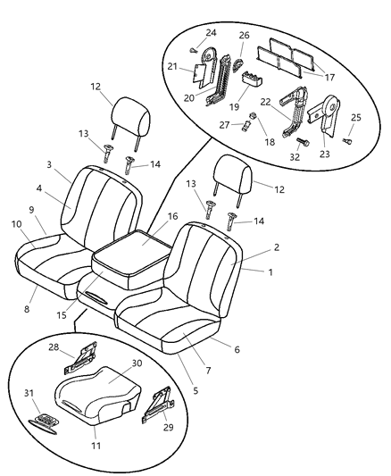 2005 Dodge Ram 1500 Seat Back-Front Diagram for 1BV101DVAA