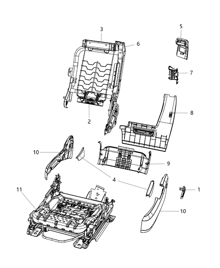2010 Chrysler Sebring Adjusters, Recliners & Shields - Driver Seat - Manual Diagram 1