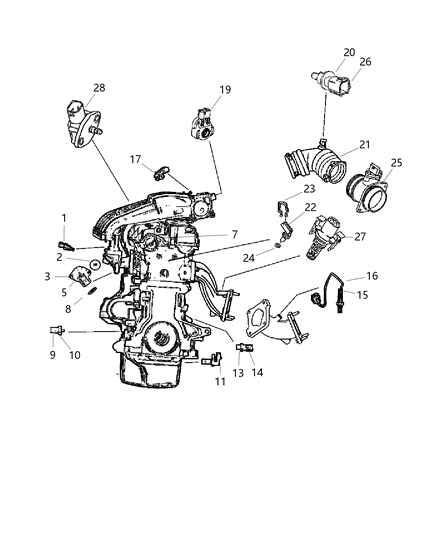 2007 Chrysler PT Cruiser Throttle Inlet Pressure Sensor Diagram for 5033223AC