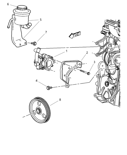 2004 Chrysler PT Cruiser Power Steering Pump Diagram for RL656402AE