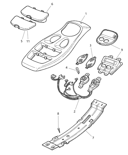 2000 Dodge Durango Lens-Reading Lamp Diagram for 5003658AB