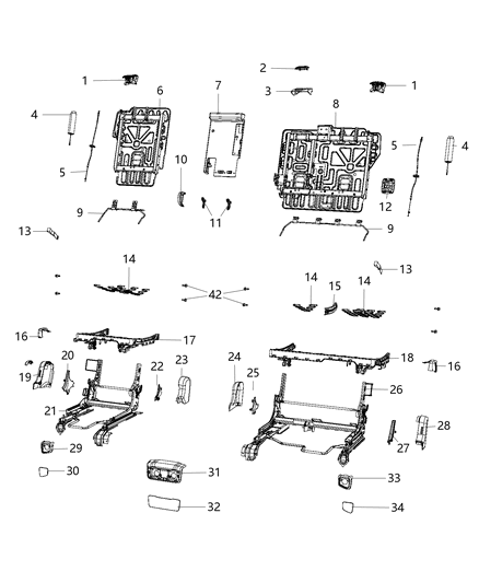 2018 Jeep Cherokee Second Row - Adjusters, Recliners, Shields And Risers Diagram