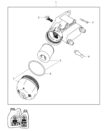 2011 Dodge Journey Engine Oil , Engine Oil Filter & Adapter And Housing , Oil Cooler & Hoses / Tubes Diagram 1