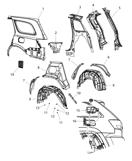 2020 Dodge Durango Panel-Body Side Aperture Inner Diagram for 68372575AA