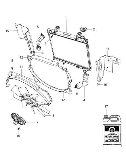 2010 Dodge Dakota Radiator & Related Parts Diagram