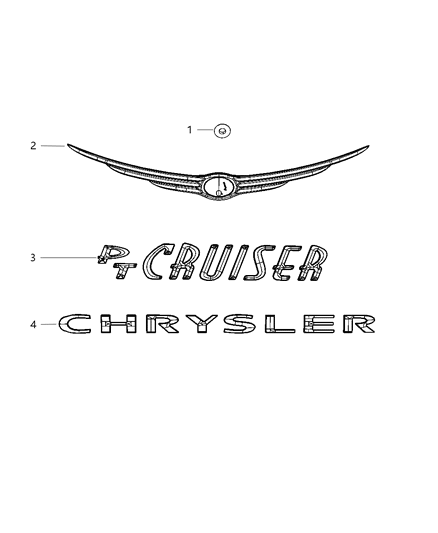 2010 Chrysler PT Cruiser Nameplates - Emblem & Medallions Diagram