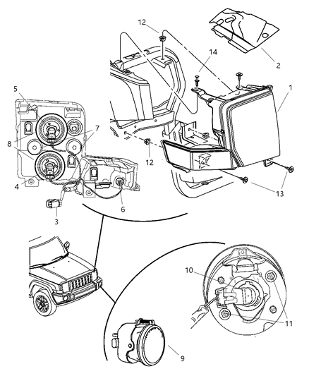 2006 Jeep Commander Lamp - Front End Diagram