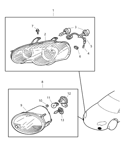 2004 Chrysler Sebring Lamps - Front Diagram