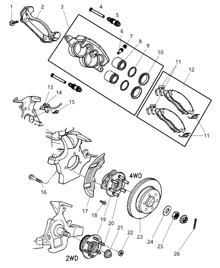 2004 Dodge Dakota Front Brakes Diagram