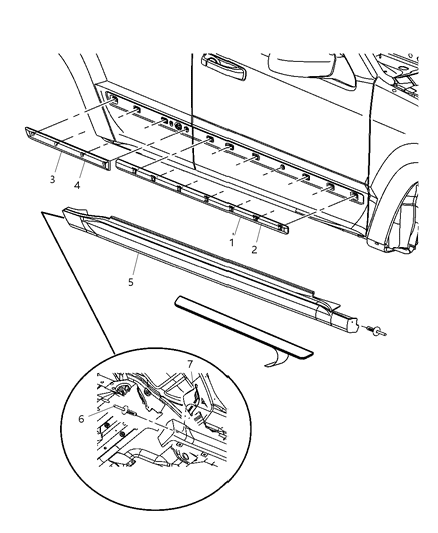 2007 Jeep Grand Cherokee Molding-Front Door Diagram for 1DG42RXFAA