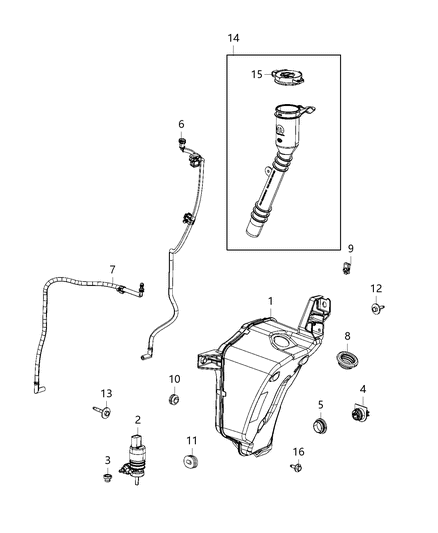 2021 Jeep Wrangler Cap-Washer Reservoir Diagram for 68382361AA