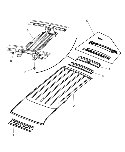 2003 Dodge Durango Roof Diagram for 55256245