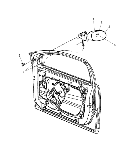 2000 Chrysler 300M Outside Rearview Electric Heated Mirror Diagram for 4574590AE