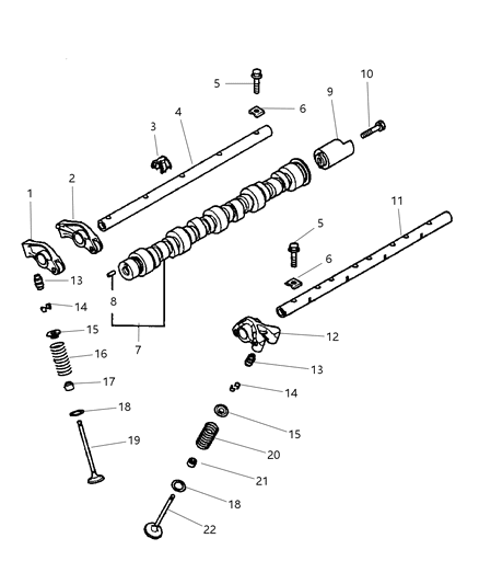2003 Dodge Stratus Engine Intake Rocker Arm Diagram for MD167981