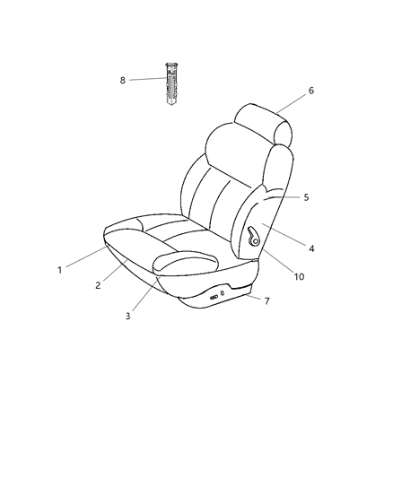 2004 Dodge Intrepid Front Seat Cushion Cover Diagram for UF941DVAA