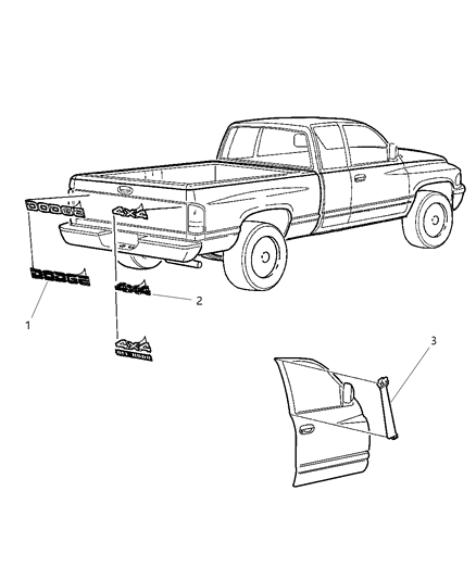 2002 Dodge Ram 3500 Tape Stripes & Decals Diagram