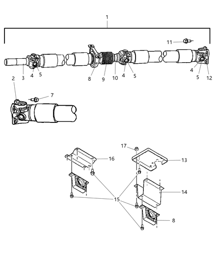 2007 Dodge Ram 2500 Rear Drive Shaft Diagram for 52123134AA