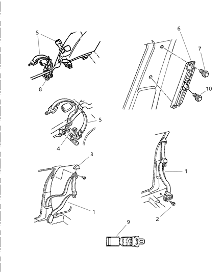 1997 Chrysler Concorde Seat Belts - Front Diagram