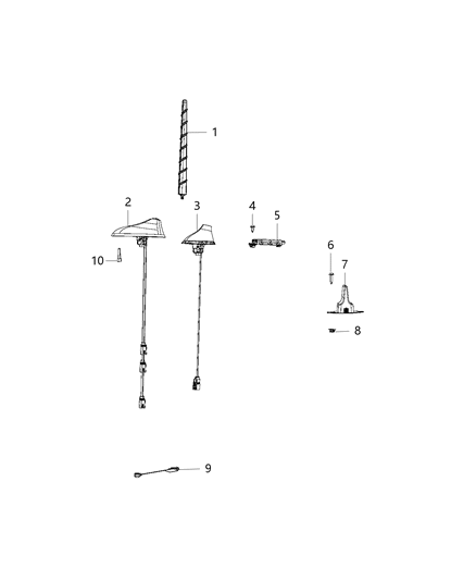 2018 Jeep Compass Antenna-Radio Antenna Diagram for 68357421AA