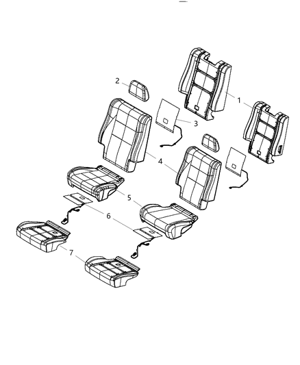 2020 Dodge Durango Rear Seat, Bucket Diagram 1