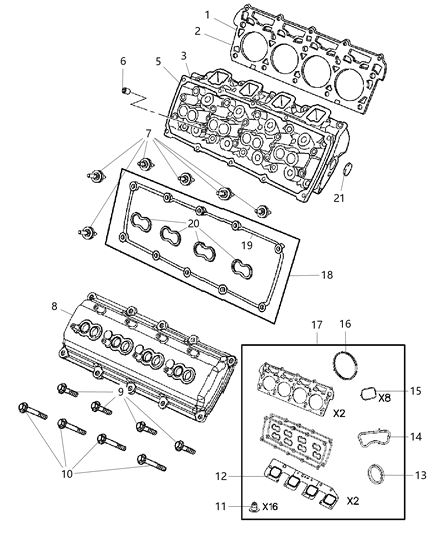 2007 Dodge Ram 2500 Head-Cylinder Diagram for 5143397AB