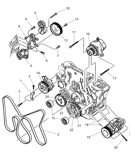 2002 Jeep Liberty PULLEY-A/C Compressor Diagram for 5072864AA