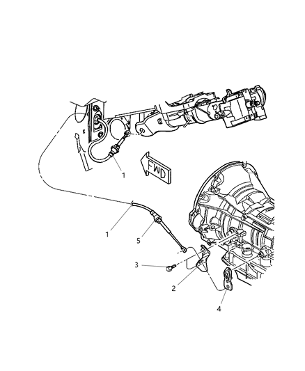 2002 Dodge Durango Transmission Shift Cable Diagram for 52110005AC