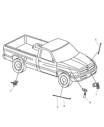 2000 Dodge Ram 2500 Quad & Club Cab Sensors Body Diagram