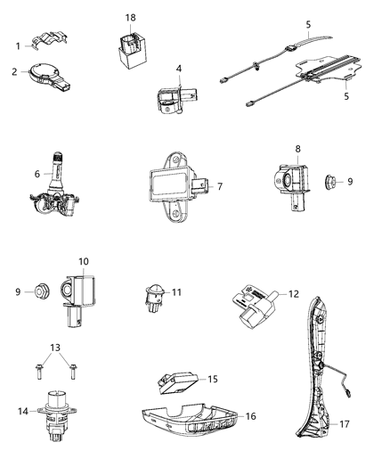 2018 Jeep Compass Tire Pressure Sensor Diagram for 68313387AB