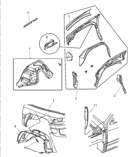 1999 Dodge Ram 1500 Fender-Fender Diagram for 55234709AG