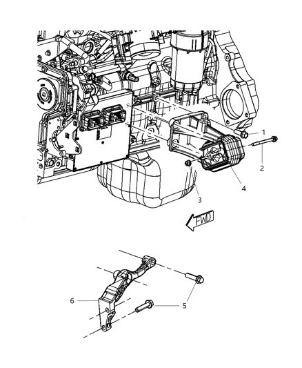 2008 Dodge Ram 2500 Bracket-Engine Mount Diagram for 52121809AD