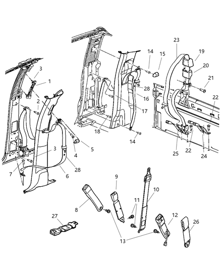 2005 Dodge Ram 1500 Button-Belt WEBBING Diagram for 5093280AB