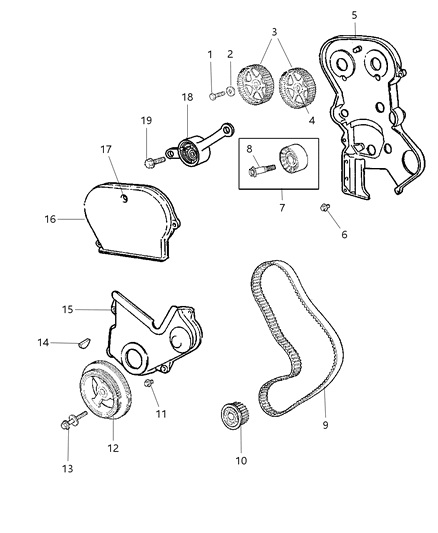 2007 Chrysler PT Cruiser Timing Belt / Chain & Cover Diagram 4