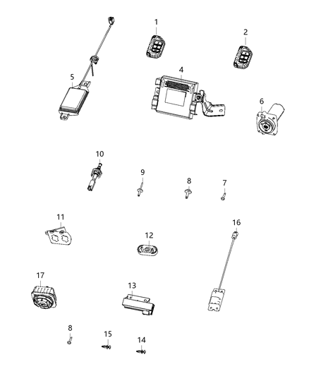 2021 Jeep Wrangler Key Fob-Integrated Key Fob Diagram for 68384454AB