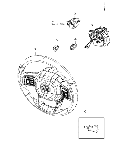 2020 Ram 3500 Cab Chassis Switches - Steering Column & Wheel Diagram