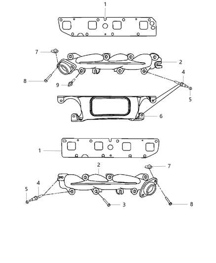 2013 Ram 3500 Cab Chassis Exhaust Manifolds & Heat Shields Diagram