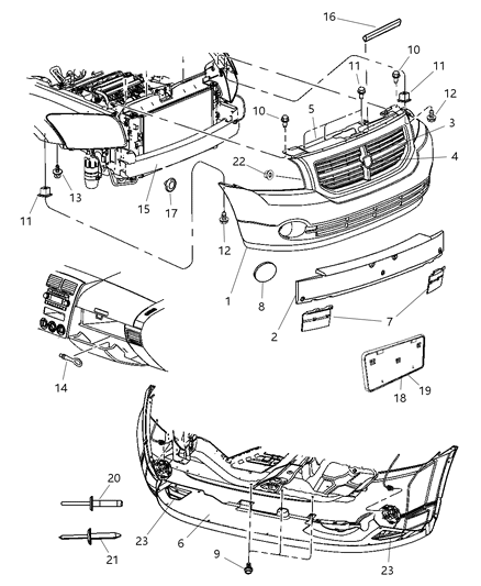 2007 Dodge Caliber Grille-Radiator Diagram for YE691Z0AB