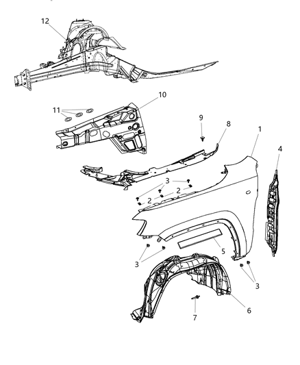 2016 Dodge Durango REINFMNT-Fender Diagram for 68085198AC